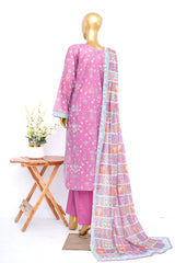 Bin Saeed Stitched 3 Piece Exclusive Printed Lawn Vol-17 Suit-LSM-3428-PINK