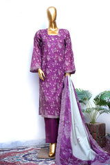 Bin Saeed Stitched 3 Piece Exclusive Printed Lawn Vol-18 Suit-LSM-3436-MAROON