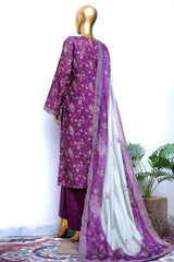 Bin Saeed Stitched 3 Piece Exclusive Printed Lawn Vol-18 Suit-LSM-3436-MAROON
