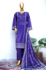 Bin Saeed Stitched 3 Piece Exclusive Printed Lawn Vol-18 Suit-LSM-3437-PURPLE