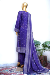 Bin Saeed Stitched 3 Piece Exclusive Printed Lawn Vol-18 Suit-LSM-3437-PURPLE