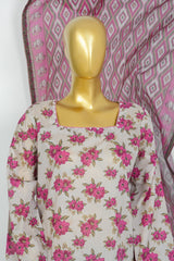 Bin Saeed Stitched 3 Piece Printed Lawn With Farshi Shalwar Vol-04 Suit-LSM-3438-SKIN