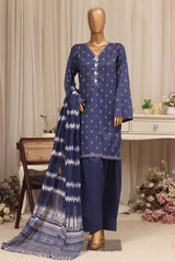 Bin Saeed Stitched 3 Piece Printed Lawn With Farshi Shalwar Vol-04 Suit-LSM-3439-BLUE