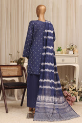 Bin Saeed Stitched 3 Piece Printed Lawn With Farshi Shalwar Vol-04 Suit-LSM-3439-BLUE