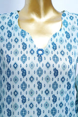 Bin Saeed Stitched 3 Piece Printed Lawn With Farshi Shalwar Vol-04 Suit-LSM-3440-SKY