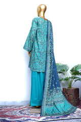 Bin Saeed Stitched 3 Piece Printed Lawn With Farshi Shalwar Vol-04 Suit-LSM-3441-GREEN