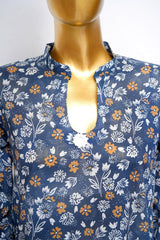 Bin Saeed Stitched 3 Piece Printed Lawn With Farshi Shalwar Vol-04 Suit-LSM-3442-N.BLUE