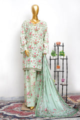 Bin Saeed Stitched 3 Piece Printed Lawn With Farshi Shalwar Vol-04 Suit-LSM-3443-PISTA