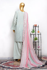 Bin Saeed Stitched 3 Piece Printed Lawn With Farshi Shalwar Vol-04 Suit-LSM-3444-PISTA