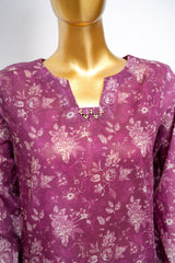 Bin Saeed Stitched 3 Piece Printed Lawn With Farshi Shalwar Vol-04 Suit-LSM-3446-MAROON