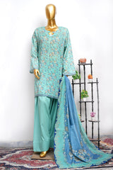 Bin Saeed Stitched 3 Piece Printed Lawn With Farshi Shalwar Vol-04 Suit-LSM-3449-FEROZI