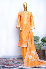 Bin Saeed Stitched 3 Piece Exclusive Printed Lawn Vol-18 Suit-LSM-3454-MUSTARD