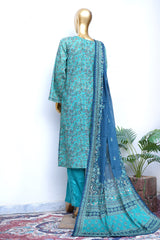 Bin Saeed Stitched 3 Piece Exclusive Printed Lawn Vol-18 Suit-LSM-3457-GREEN