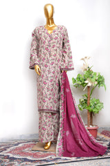 Bin Saeed Stitched 3 Piece Exclusive Printed Lawn Vol-18 Suit-LSM-3462-SKIN
