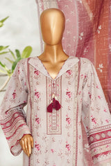 Bin Saeed Stitched 3 Piece Exclusive Printed Lawn Vol-01 Suit-LSM-2604 SKIN