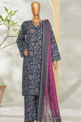 Bin Saeed Stitched 3 Piece Exclusive Printed Lawn Vol-01 Suit-LSM-2610 N.BLUE