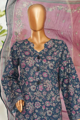 Bin Saeed Stitched 3 Piece Exclusive Printed Lawn Vol-01 Suit-LSM-2610 N.BLUE
