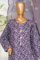Bin Saeed Stitched 3 Piece Exclusive Printed Lawn Vol-01 Suit-LSM-2616 PURPLE