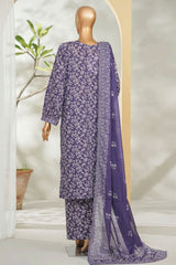 Bin Saeed Stitched 3 Piece Exclusive Printed Lawn Vol-01 Suit-LSM-2616 PURPLE