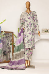 HZ Unstitched 3 Piece Wintry Linen Suit-LWP-1119