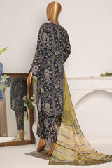 HZ Unstitched 3 Piece Wintry Linen Suit-LWP-1120