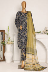 HZ Unstitched 3 Piece Wintry Linen Suit-LWP-1120