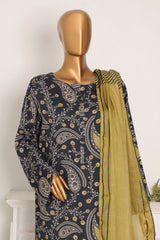 HZ Unstitched 3 Piece Wintry Linen Suit-LWP-1120