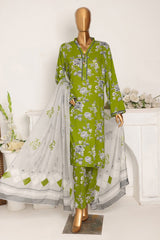 HZ Unstitched 3 Piece Wintry Linen Suit-LWP-1123