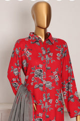 HZ Unstitched 3 Piece Wintry Linen Suit-LWP-1124