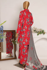 HZ Unstitched 3 Piece Wintry Linen Suit-LWP-1124