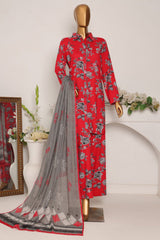 HZ Unstitched 3 Piece Wintry Linen Suit-LWP-1124