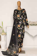 HZ Unstitched 3 Piece Wintry Linen Suit-LWP-1125