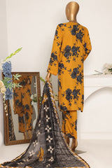 HZ Unstitched 3 Piece Wintry Linen Suit-LWP-1127