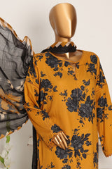 HZ Unstitched 3 Piece Wintry Linen Suit-LWP-1127