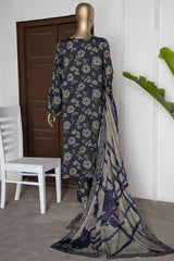 HZ Unstitched 3 Piece Wintry Linen Suit-LWP-1128