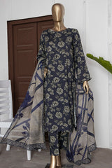 HZ Unstitched 3 Piece Wintry Linen Suit-LWP-1128