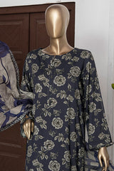 HZ Unstitched 3 Piece Wintry Linen Suit-LWP-1128