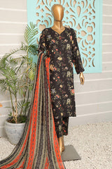 HZ Unstitched 3 Piece Wintry Linen Suit-LWP-1129