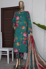HZ Unstitched 3 Piece Wintry Linen Suit-LWP-1131