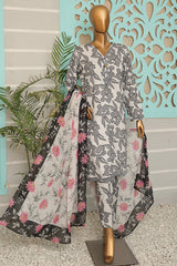 HZ Unstitched 3 Piece Wintry Linen Suit-LWP-1133