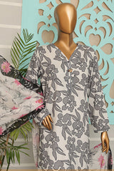 HZ Unstitched 3 Piece Wintry Linen Suit-LWP-1133