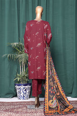 Linen Wintry By HZ Unstitched 3 Piece Linen With Shawl Suit-LWS-1139