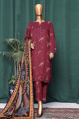 Linen Wintry By HZ Unstitched 3 Piece Linen With Shawl Suit-LWS-1139