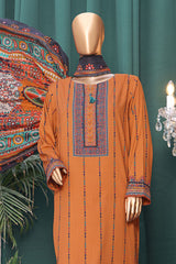 Linen Wintry By HZ Unstitched 3 Piece Linen With Shawl Suit-LWS-1140