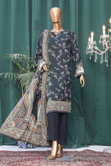 Linen Wintry By HZ Unstitched 3 Piece Linen With Shawl Suit-LWS-1142