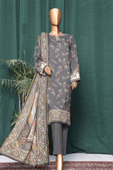 Linen Wintry By HZ Unstitched 3 Piece Linen With Shawl Suit-LWS-1143