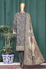 Linen Wintry By HZ Unstitched 3 Piece Linen With Shawl Suit-LWS-1143