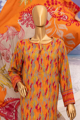 Linen Wintry By HZ Unstitched 3 Piece Printed Linen Vol-02 Suit-LWS-1155-Orange