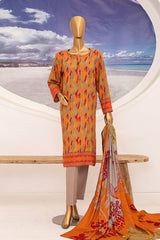 Linen Wintry By HZ Unstitched 3 Piece Printed Linen Vol-02 Suit-LWS-1155-Orange