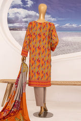 Linen Wintry By HZ Unstitched 3 Piece Printed Linen Vol-02 Suit-LWS-1155-Orange